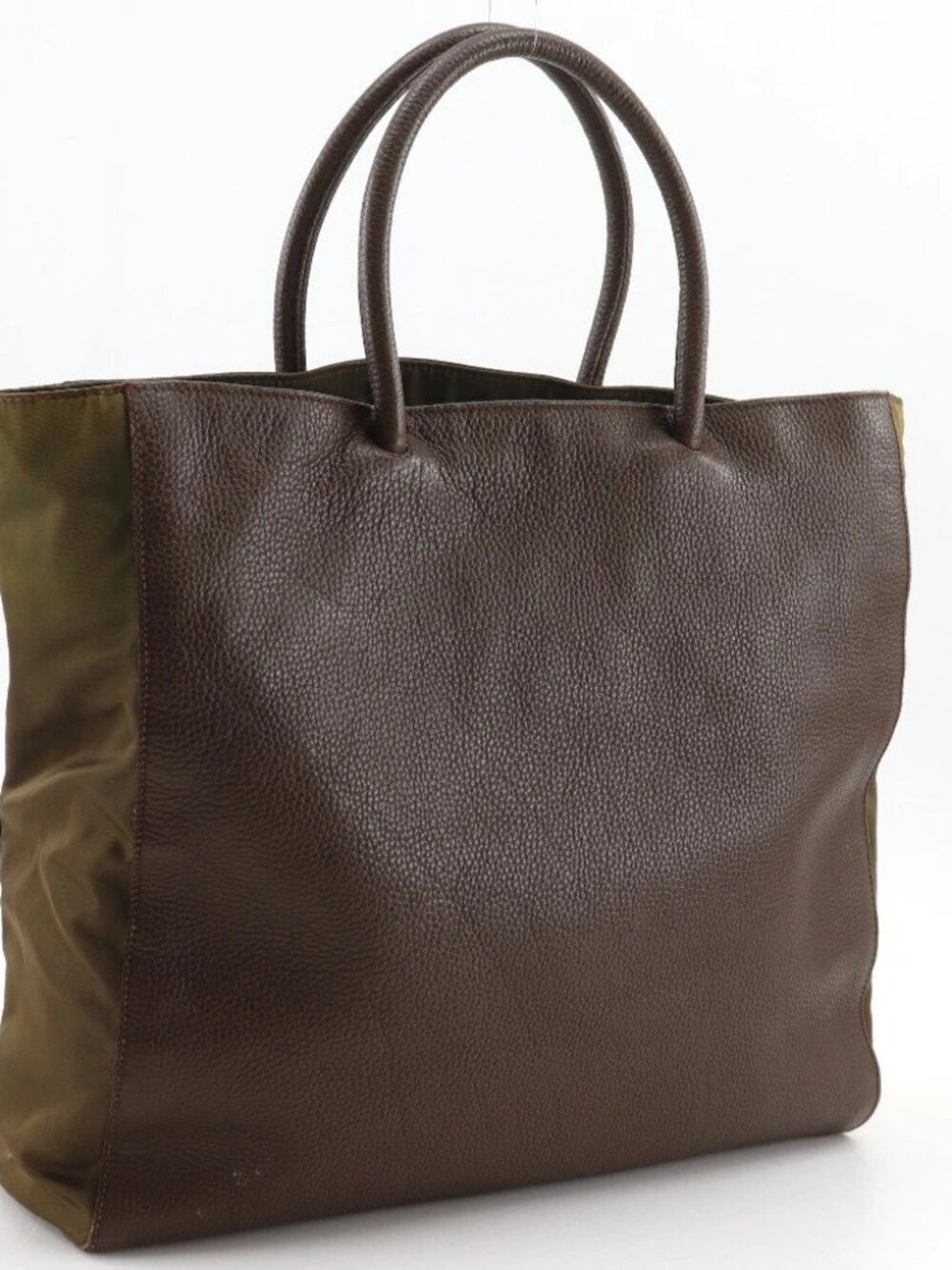 PRADA Logo embossing Handbag Tote Bag Brown Calfskin/Nylon unisex - Picture 3 of 12